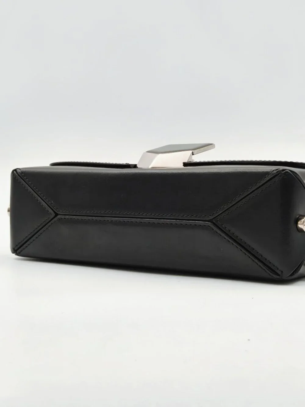 Jimmy Choo Black Leather Lockett Shoulder Bag Silver Chain Crossbody